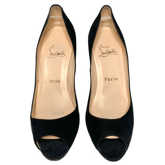 Christian Louboutin Black Peep Toe Heels - Picture 2 of 10